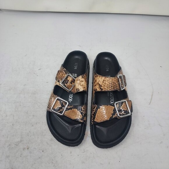 Birkenstock 1774 Arizona Snake Brown Slide Sandal - Picture 1 of 7